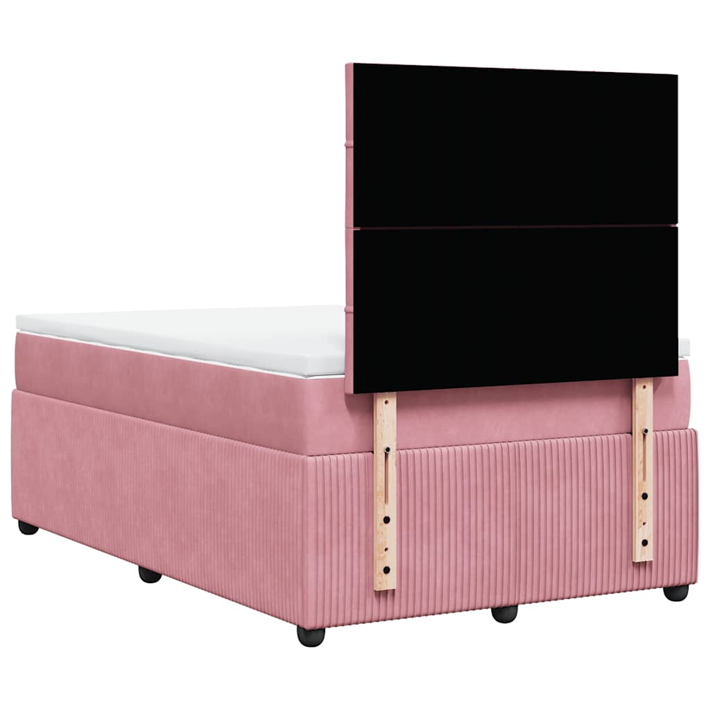 Giroletto a Molle con Materasso Rosa 120x190 cm in Velluto