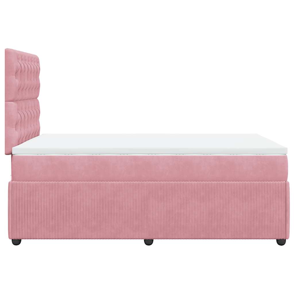 Giroletto a Molle con Materasso Rosa 120x190 cm in Velluto