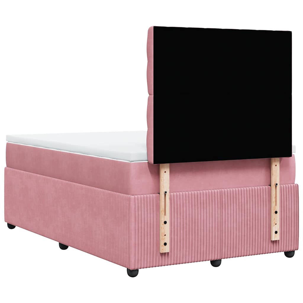 Giroletto a Molle con Materasso Rosa 120x190 cm in Velluto