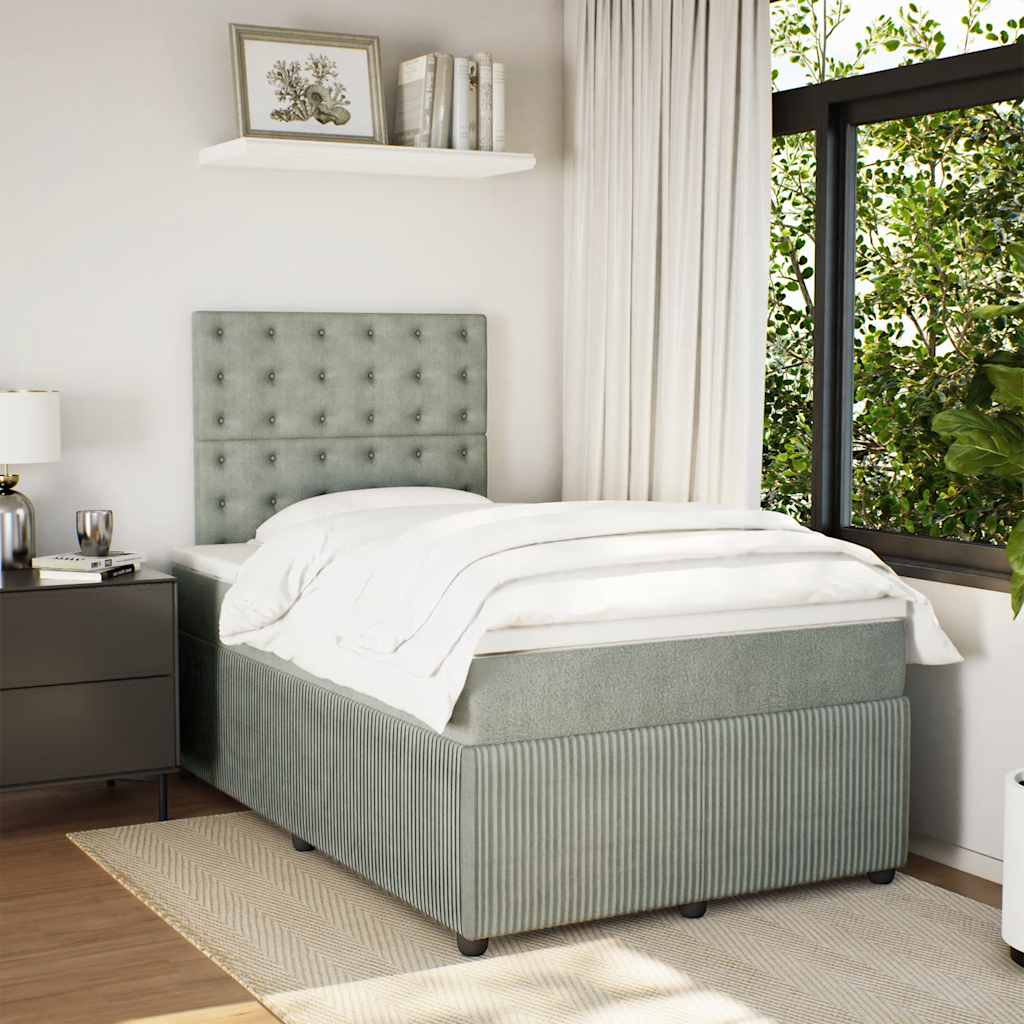 Giroletto a Molle con Materasso Grigio Chiaro 120x190cm Velluto