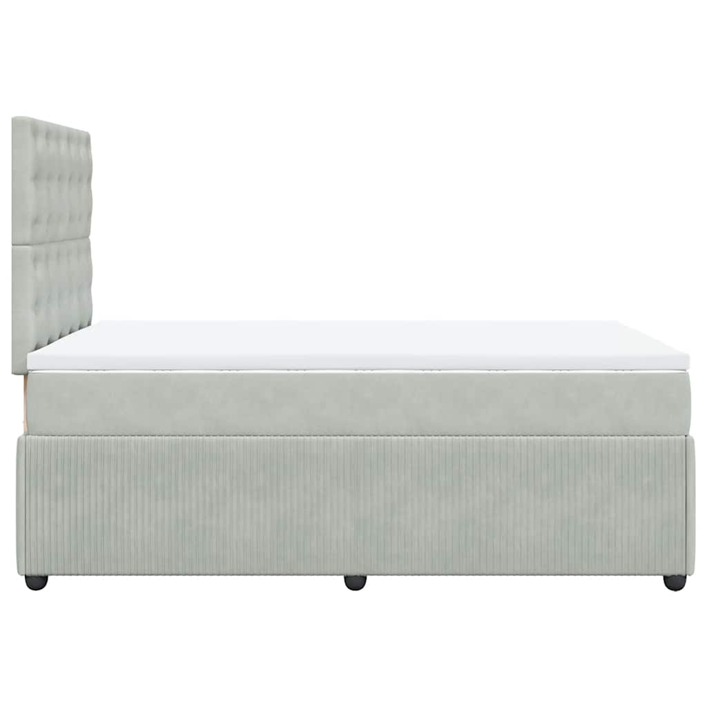 Giroletto a Molle con Materasso Grigio Chiaro 120x190cm Velluto
