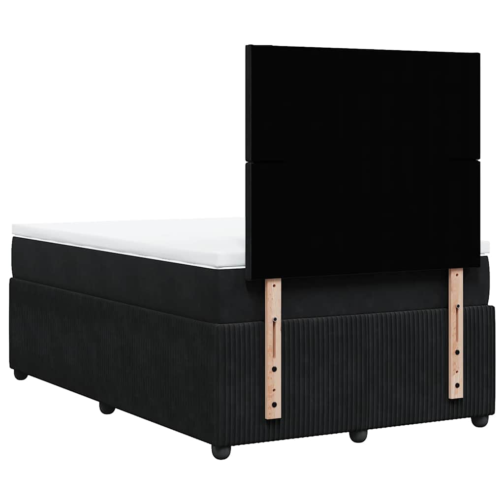 Giroletto a Molle con Materasso Nero 120x200 cm in Velluto