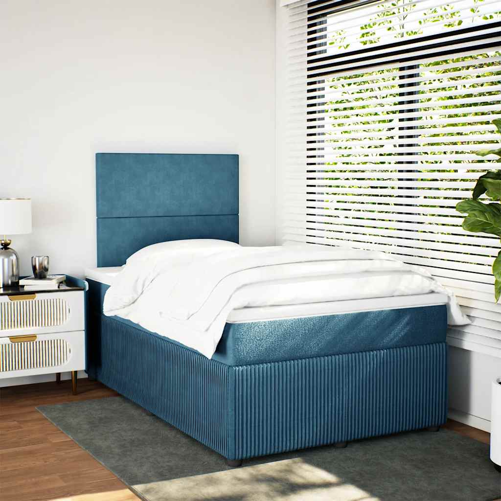 Giroletto a Molle con Materasso Blu Scuro 120x200 cm in Velluto