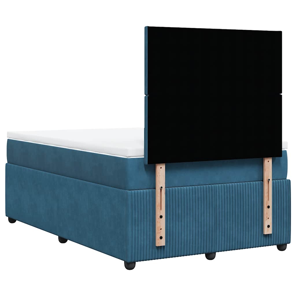 Giroletto a Molle con Materasso Blu Scuro 120x200 cm in Velluto