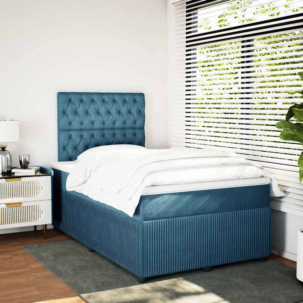 Giroletto a Molle con Materasso Blu Scuro 120x200 cm in Velluto