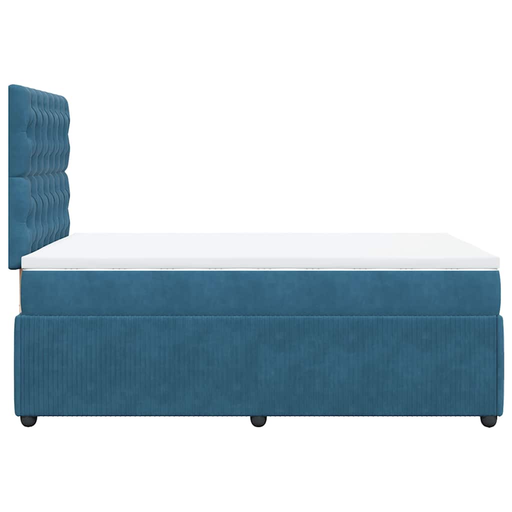 Giroletto a Molle con Materasso Blu Scuro 120x200 cm in Velluto