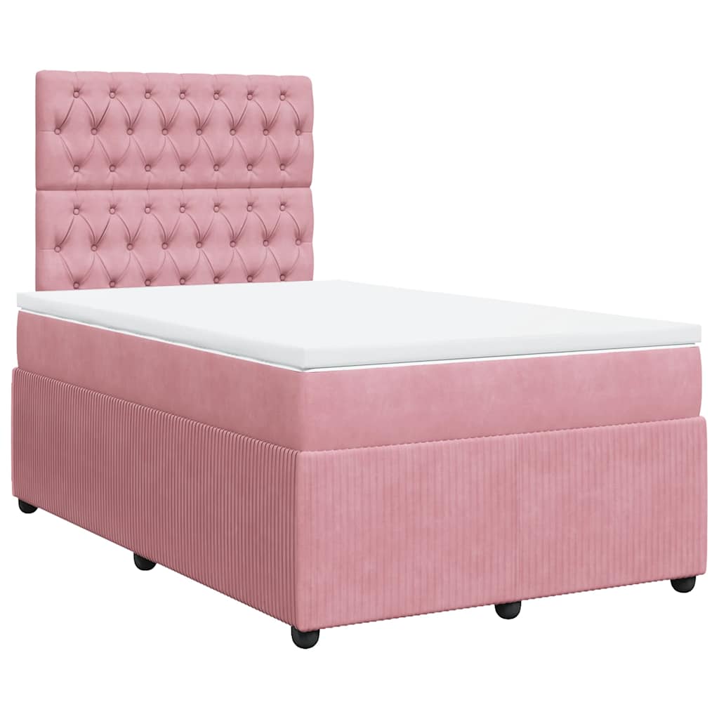 Giroletto a Molle con Materasso Rosa 120x200 cm in Velluto