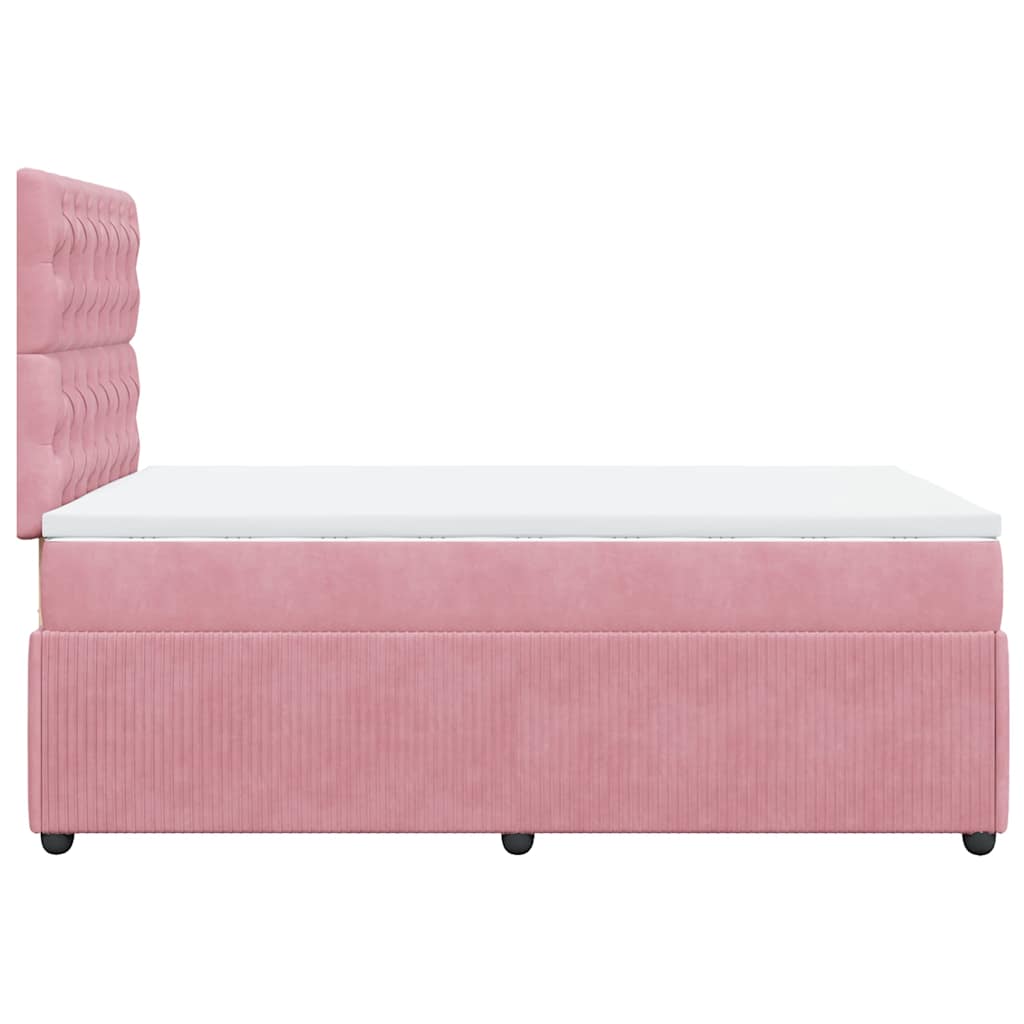 Giroletto a Molle con Materasso Rosa 120x200 cm in Velluto