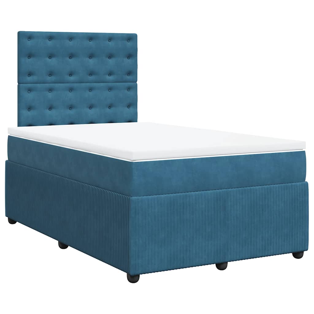 Giroletto a Molle con Materasso Blu Scuro 120x200 cm in Velluto