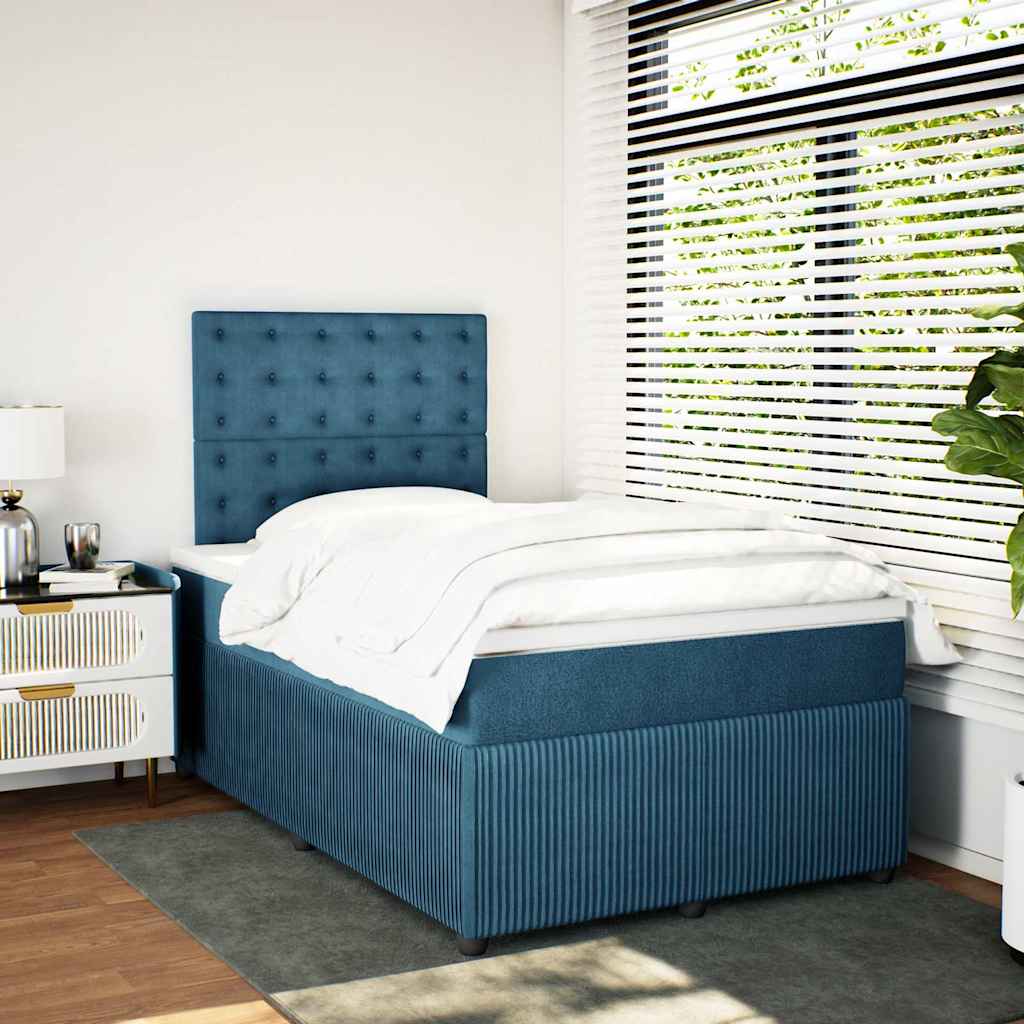 Giroletto a Molle con Materasso Blu Scuro 120x200 cm in Velluto