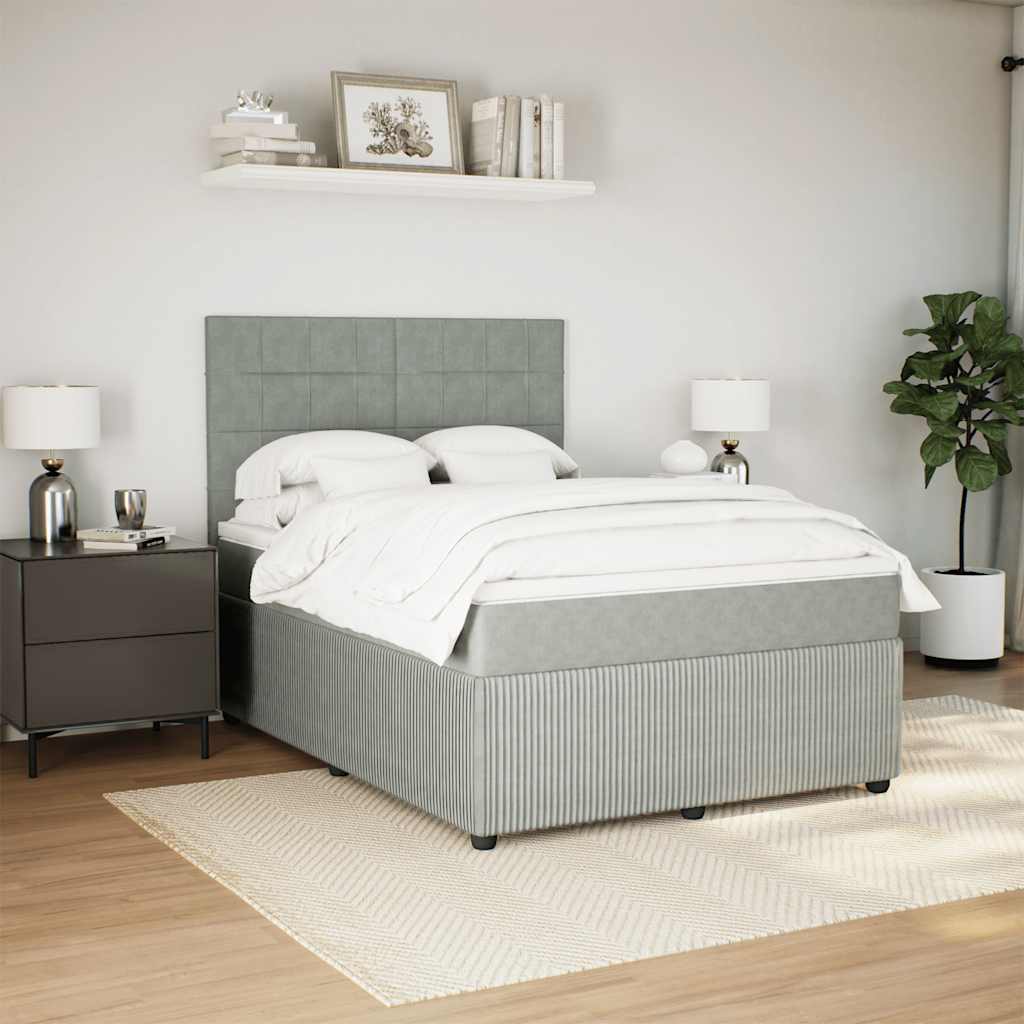 Giroletto a Molle con Materasso Grigio Chiaro 140x190cm Velluto