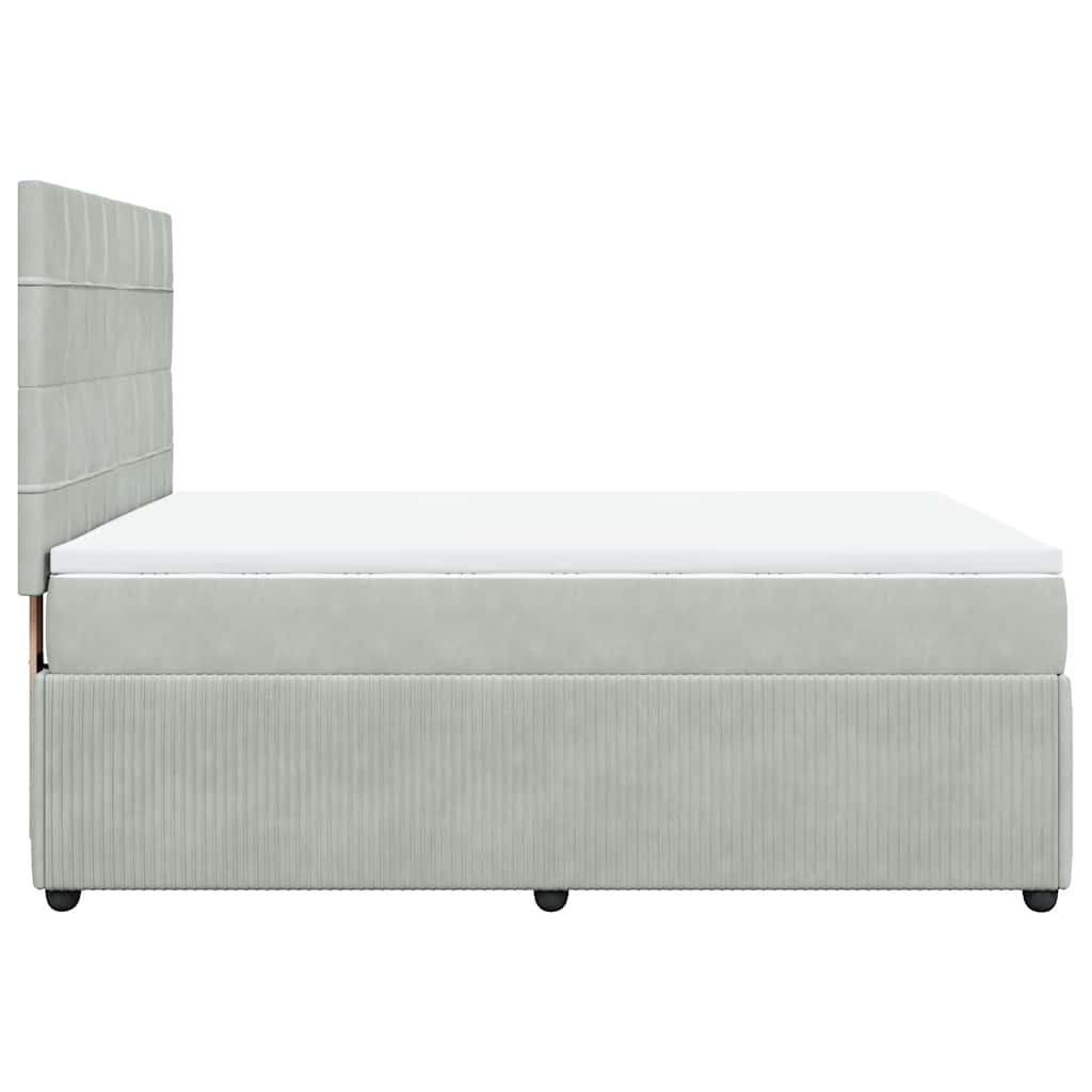 Giroletto a Molle con Materasso Grigio Chiaro 140x190cm Velluto