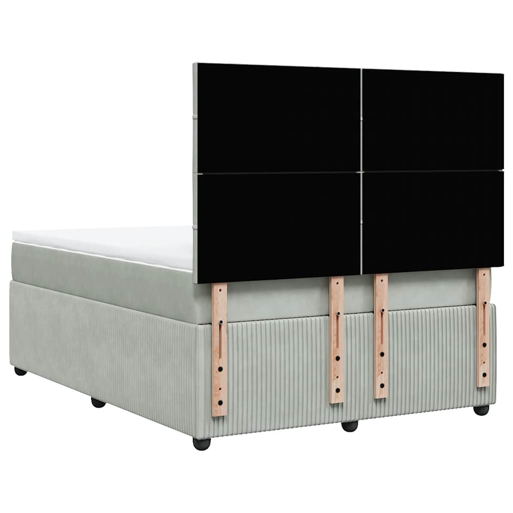 Giroletto a Molle con Materasso Grigio Chiaro 140x190cm Velluto