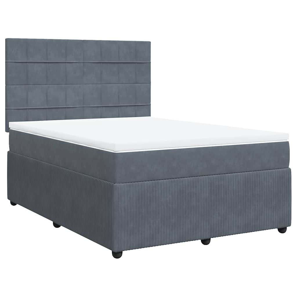 Giroletto a Molle con Materasso Grigio Scuro 140x190 cm Velluto