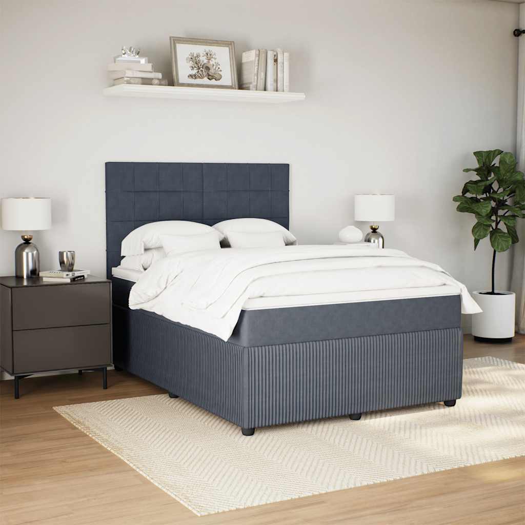 Giroletto a Molle con Materasso Grigio Scuro 140x190 cm Velluto