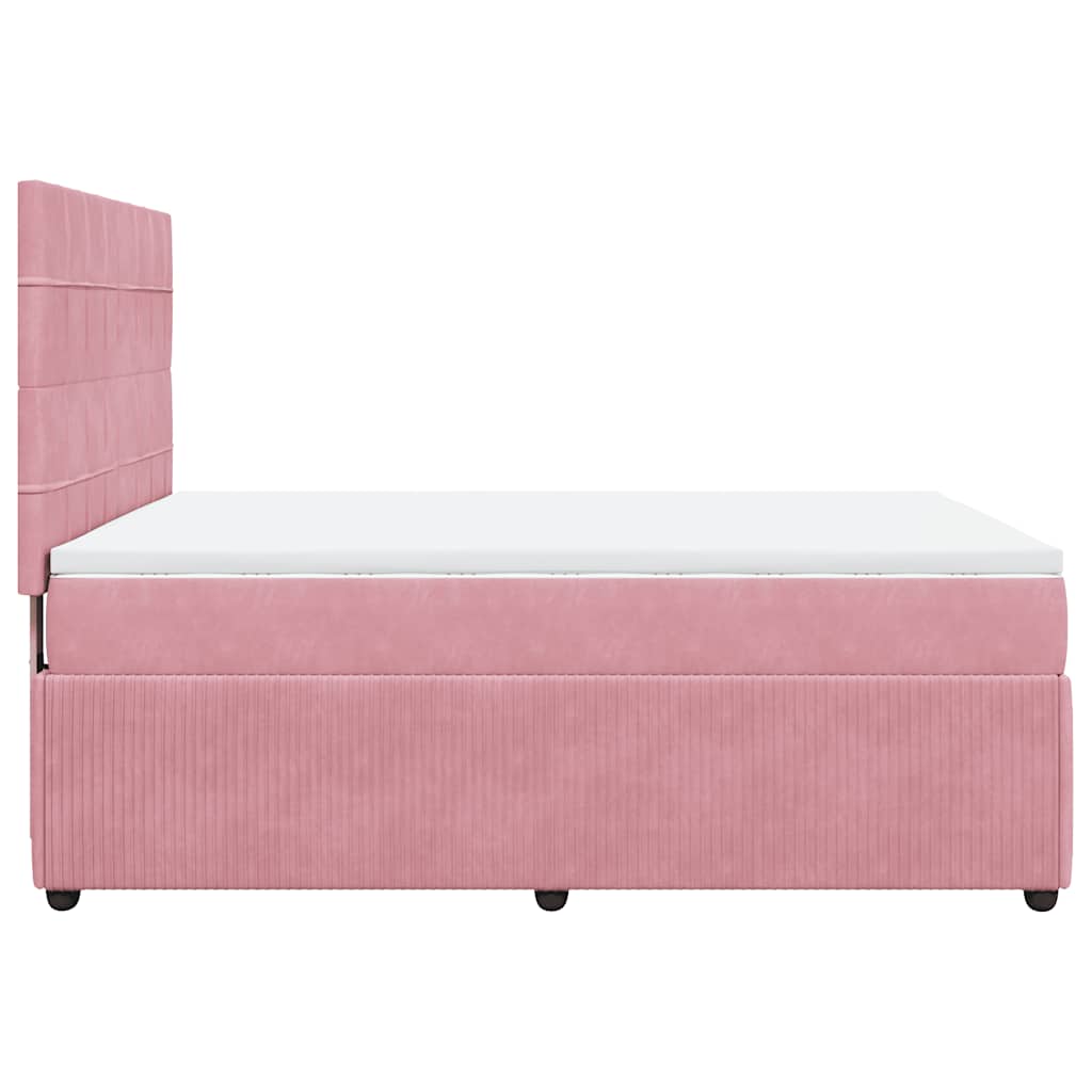 Giroletto a Molle con Materasso Rosa 140x190 cm in Velluto