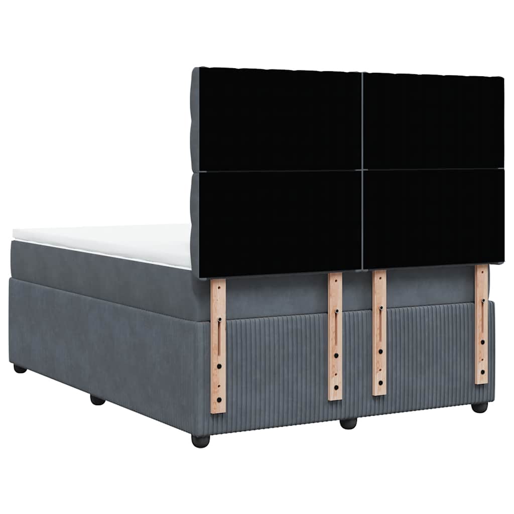 Giroletto a Molle con Materasso Grigio Scuro 140x190 cm Velluto
