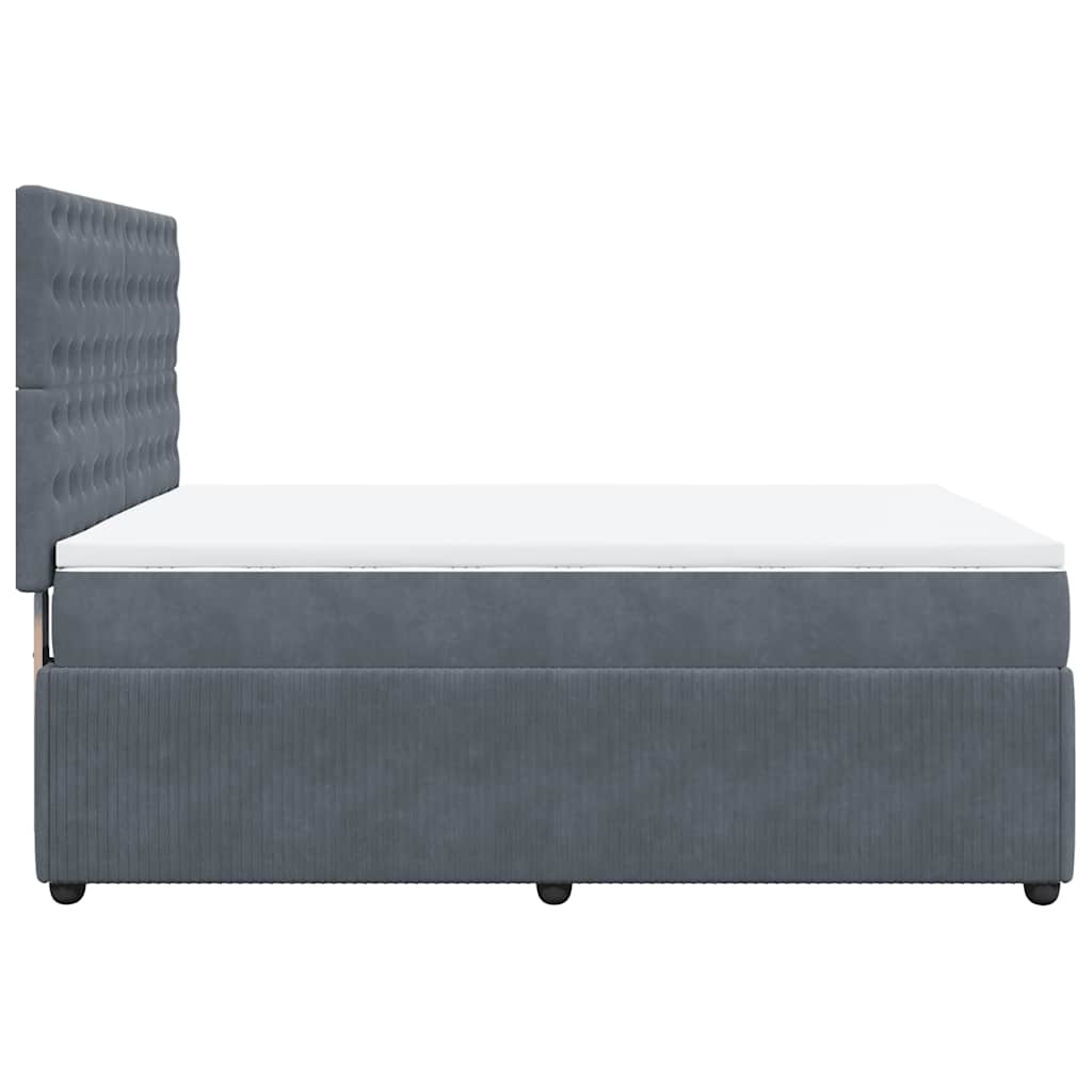 Giroletto a Molle con Materasso Grigio Scuro 140x190 cm Velluto