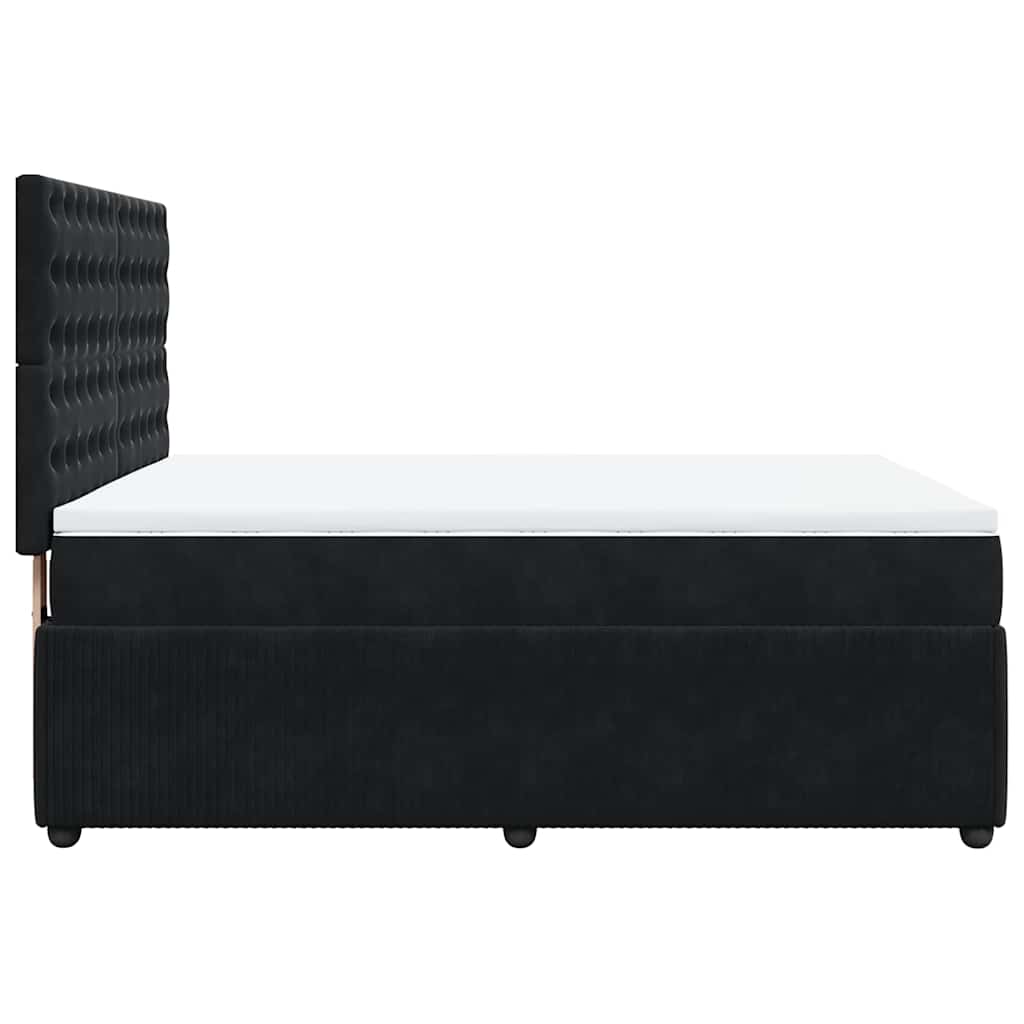 Giroletto a Molle con Materasso Nero 140x190 cm in Velluto