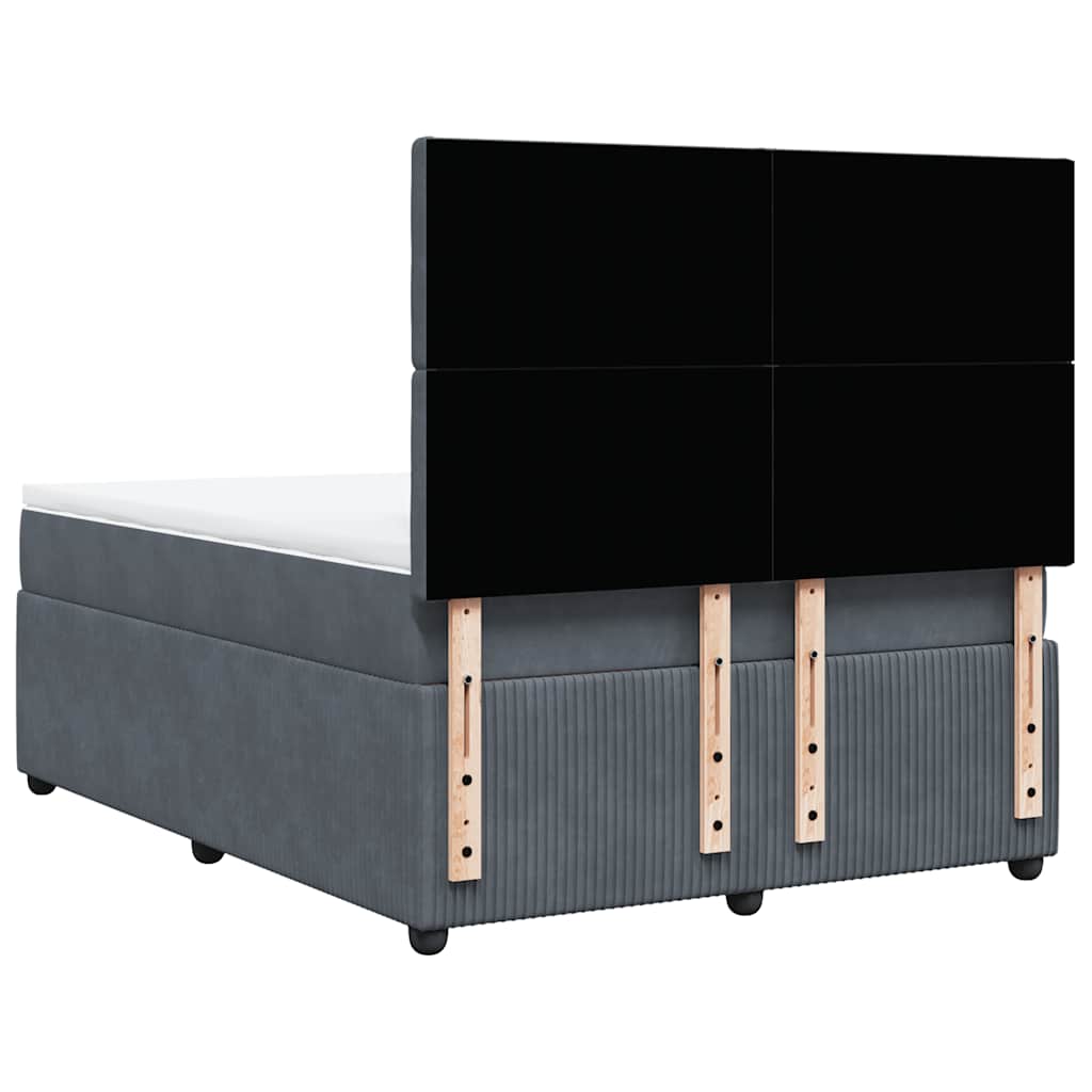 Giroletto a Molle con Materasso Grigio Scuro 140x200 cm Velluto