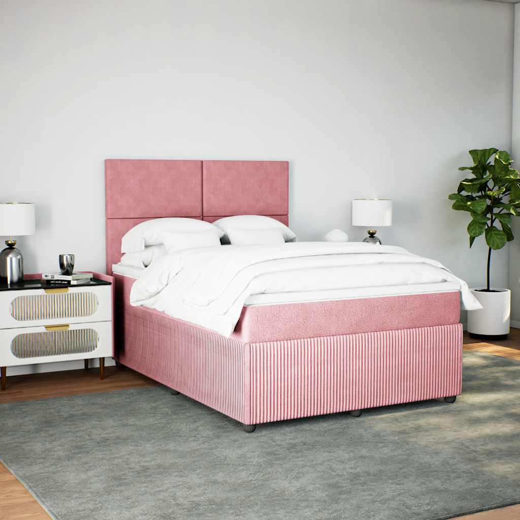 Giroletto a Molle con Materasso Rosa 160x200 cm in Velluto
