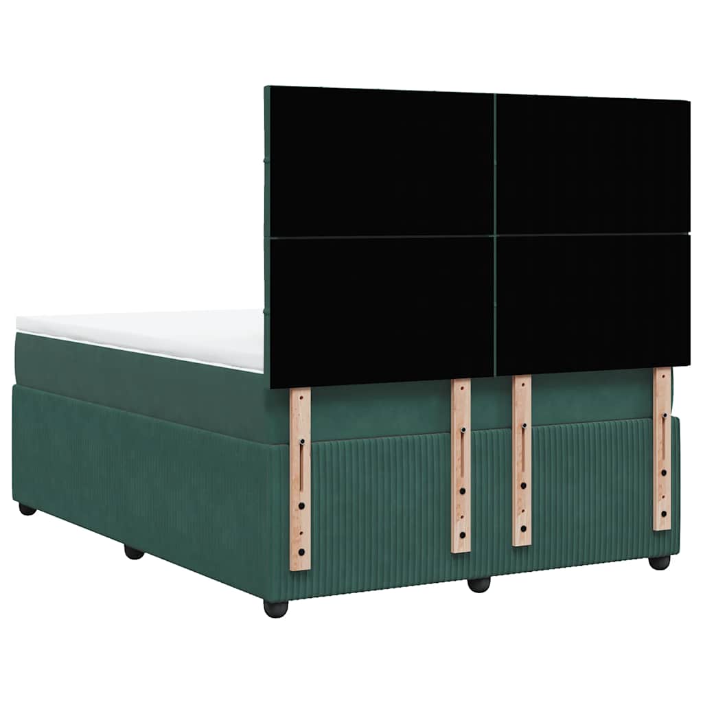 Giroletto a Molle con Materasso Verde Scuro 160x200 cm Velluto