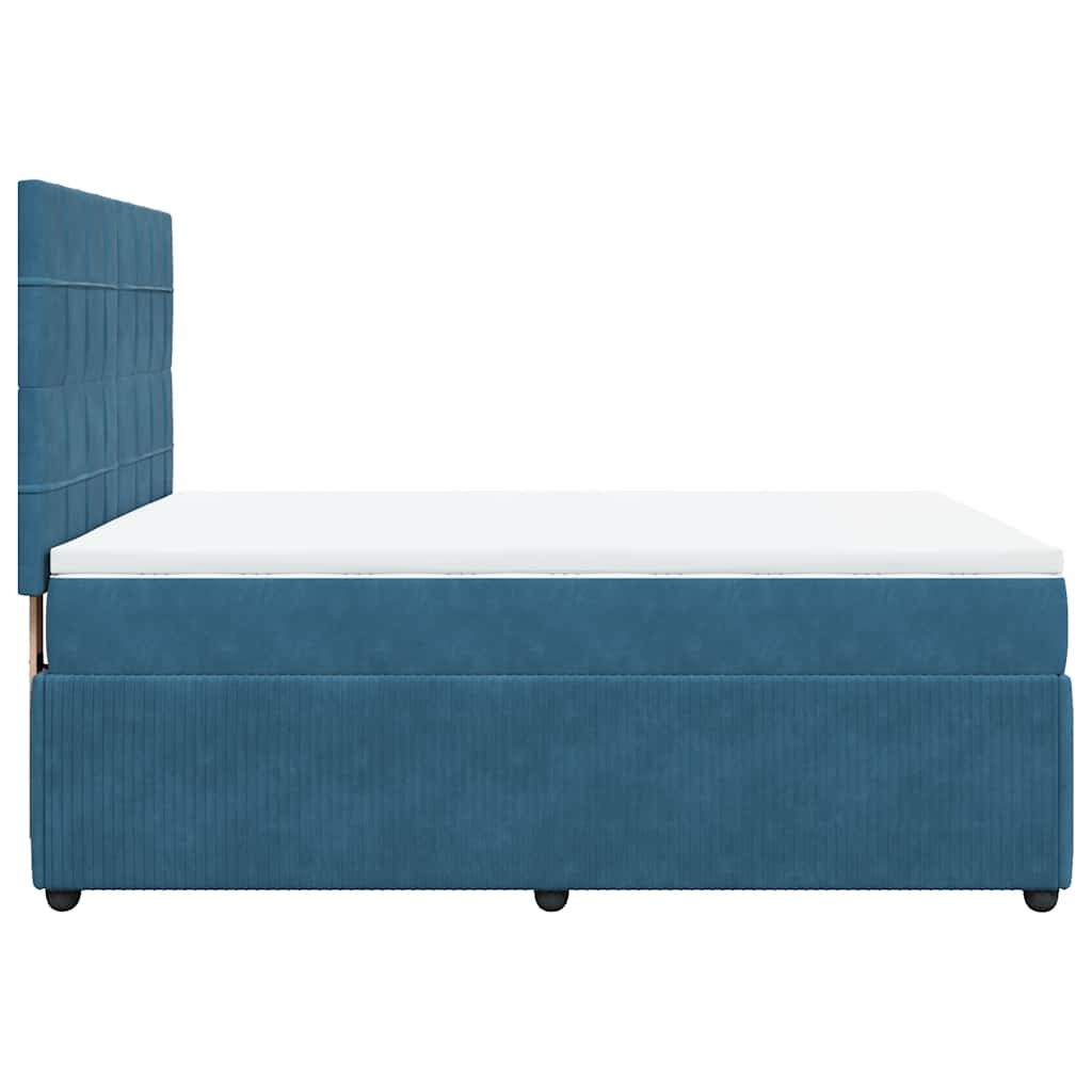 Giroletto a Molle con Materasso Blu Scuro 160x200 cm in Velluto