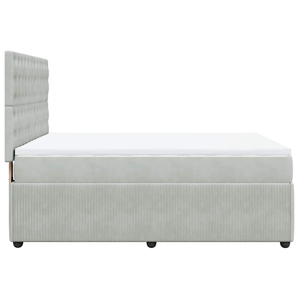 Giroletto a Molle con Materasso Grigio Chiaro 160x200cm Velluto