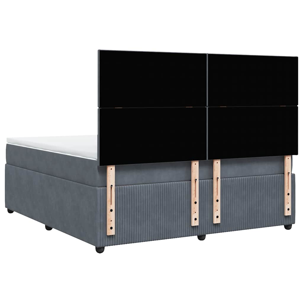 Giroletto a Molle con Materasso Grigio Scuro 180x200 cm Velluto