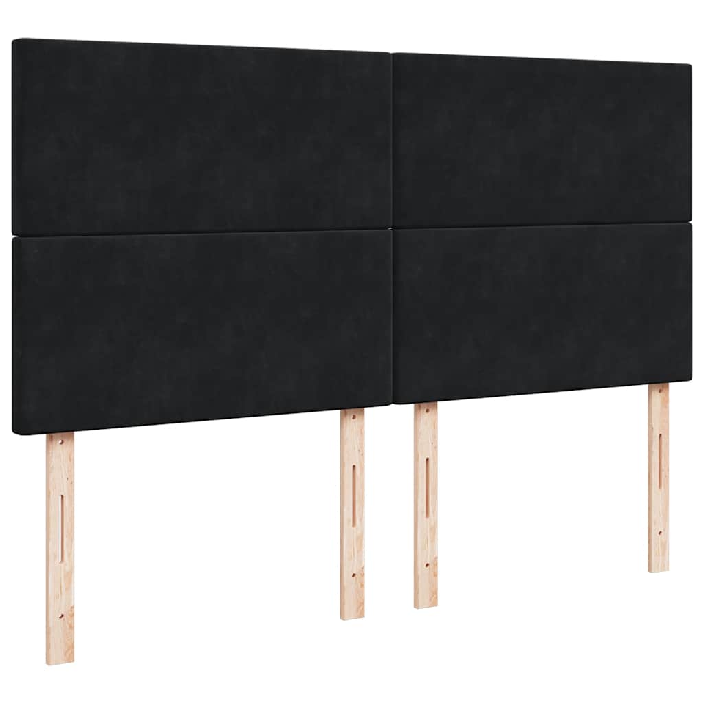 Giroletto a Molle con Materasso Nero 180x200 cm in Velluto