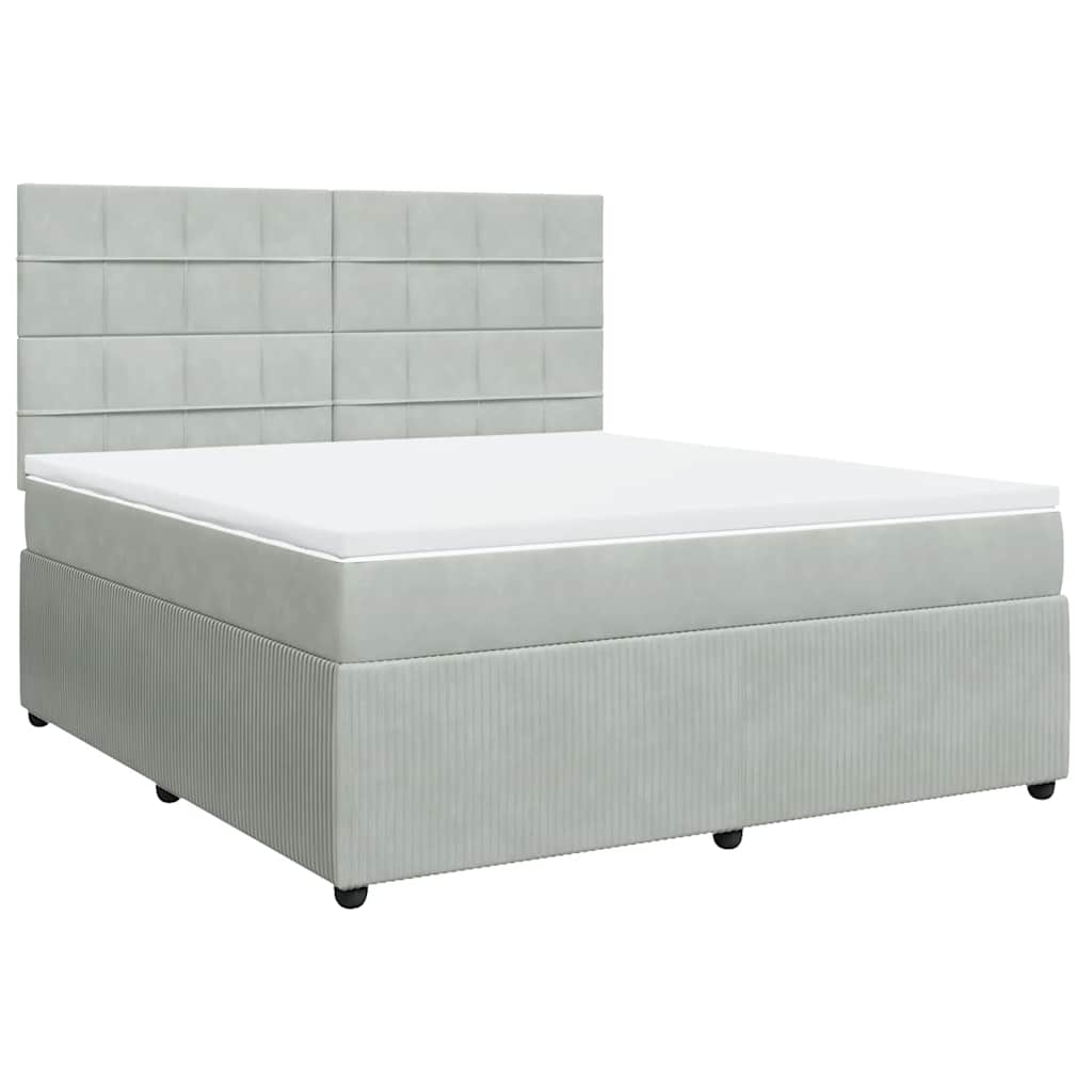 Giroletto a Molle con Materasso Grigio Chiaro 180x200cm Velluto