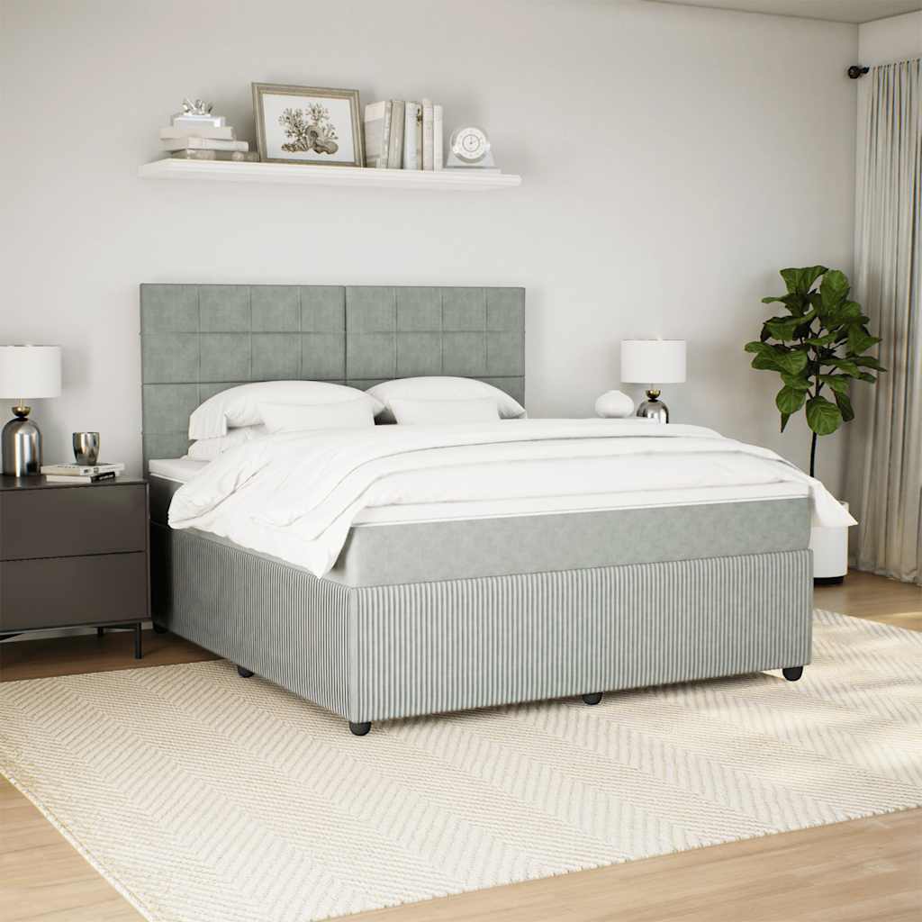 Giroletto a Molle con Materasso Grigio Chiaro 180x200cm Velluto