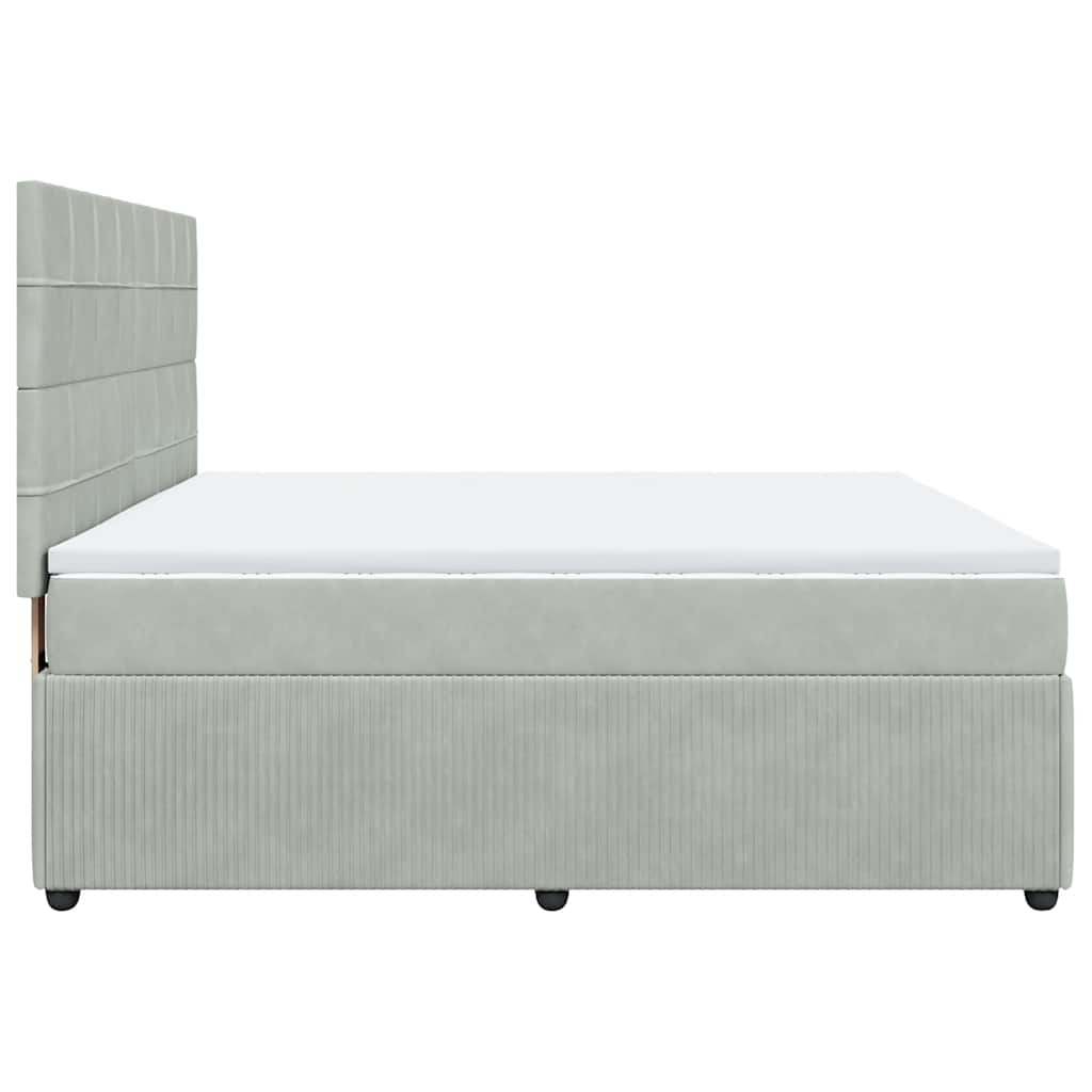 Giroletto a Molle con Materasso Grigio Chiaro 180x200cm Velluto