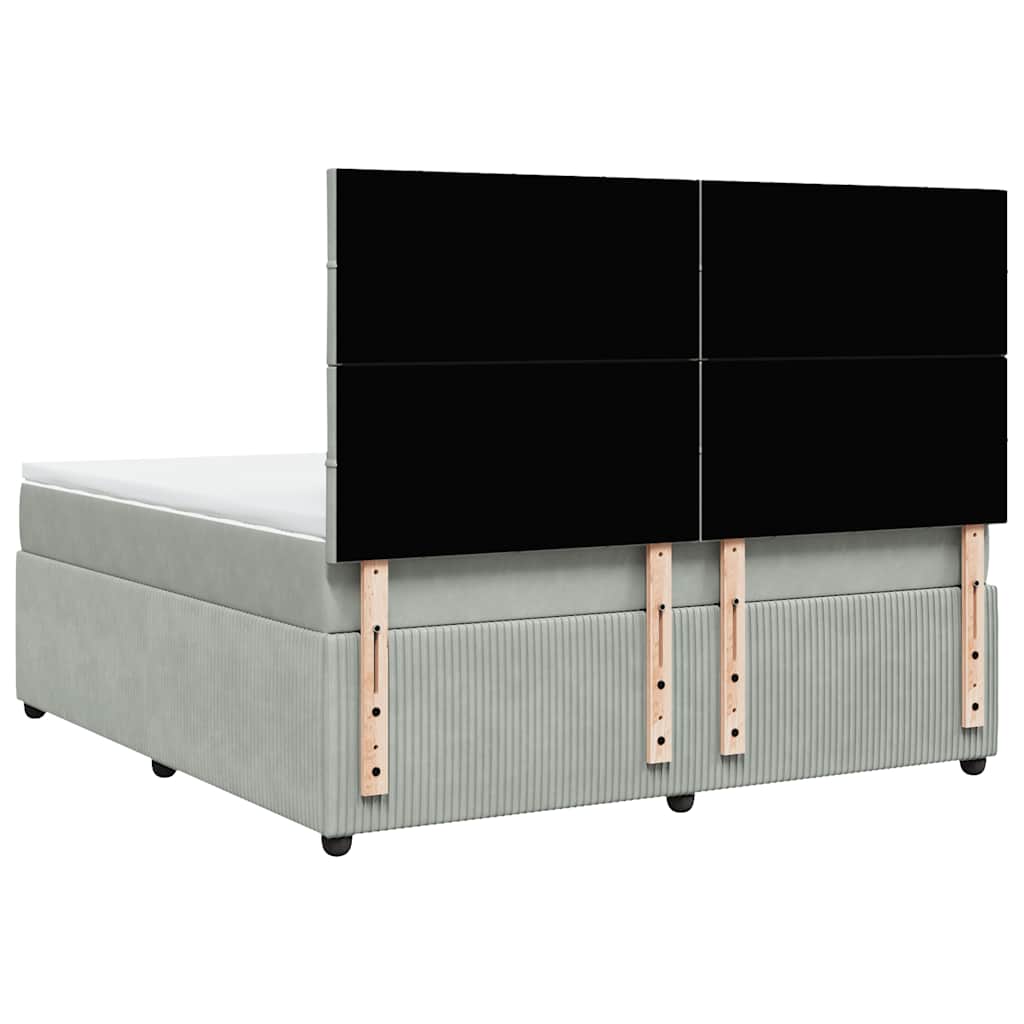 Giroletto a Molle con Materasso Grigio Chiaro 180x200cm Velluto