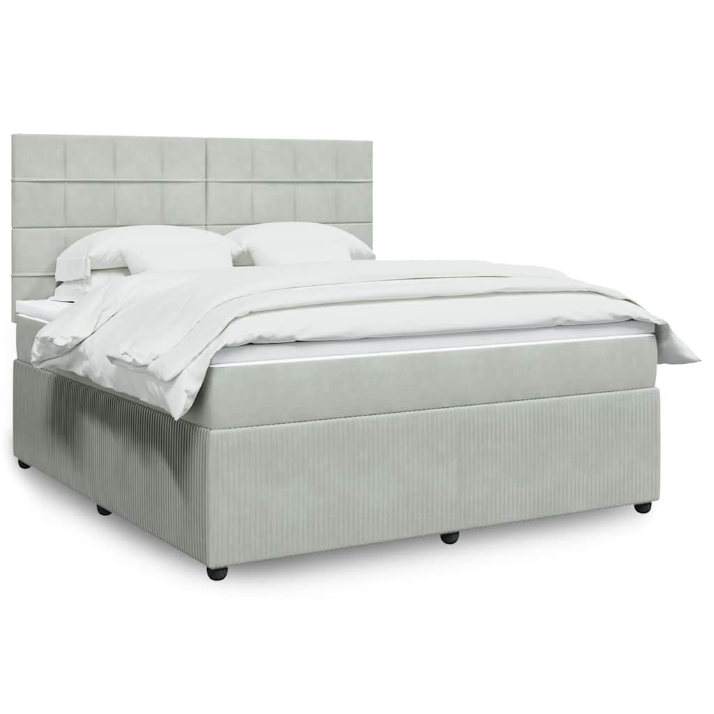 Giroletto a Molle con Materasso Grigio Chiaro 180x200cm Velluto