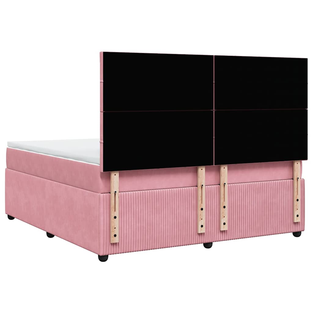 Giroletto a Molle con Materasso Rosa 180x200 cm in Velluto