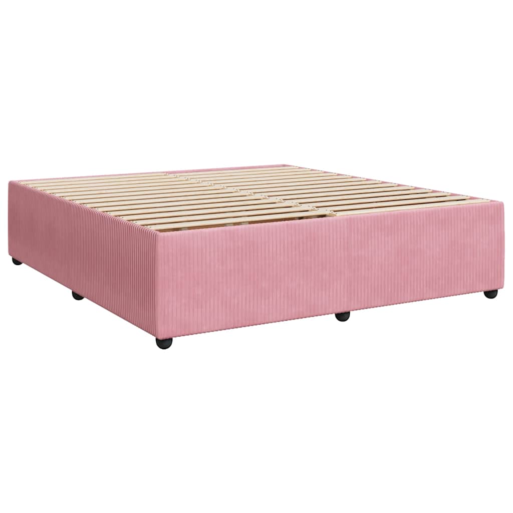 Giroletto a Molle con Materasso Rosa 180x200 cm in Velluto
