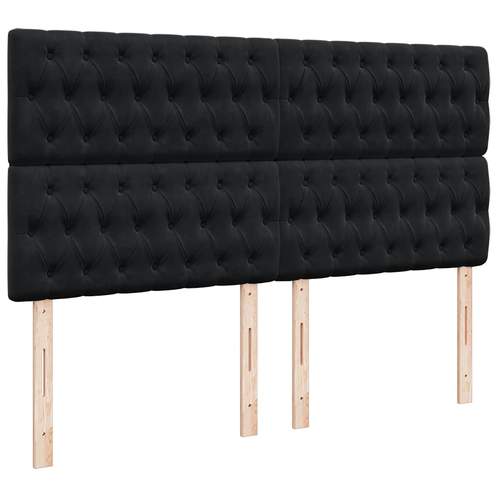 Giroletto a Molle con Materasso Nero 180x200 cm in Velluto