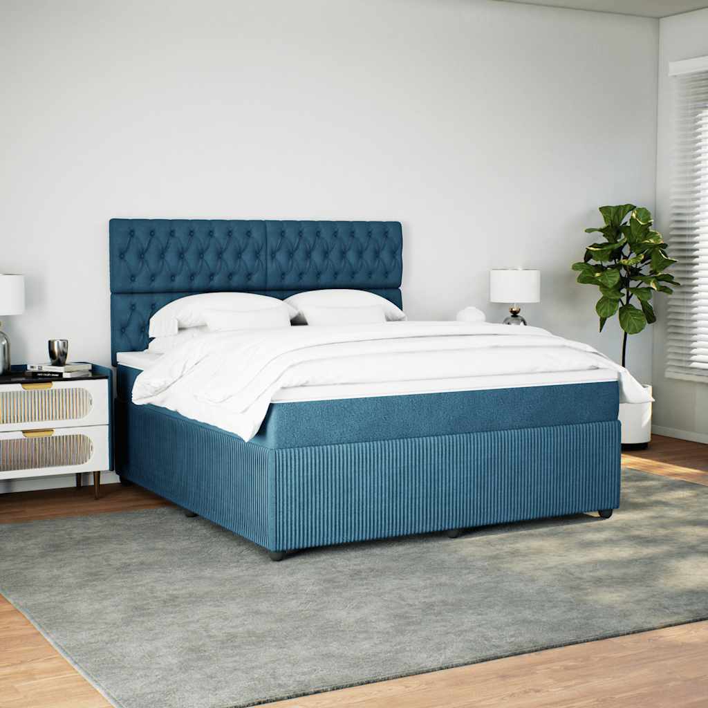 Giroletto a Molle con Materasso Blu Scuro 180x200 cm in Velluto