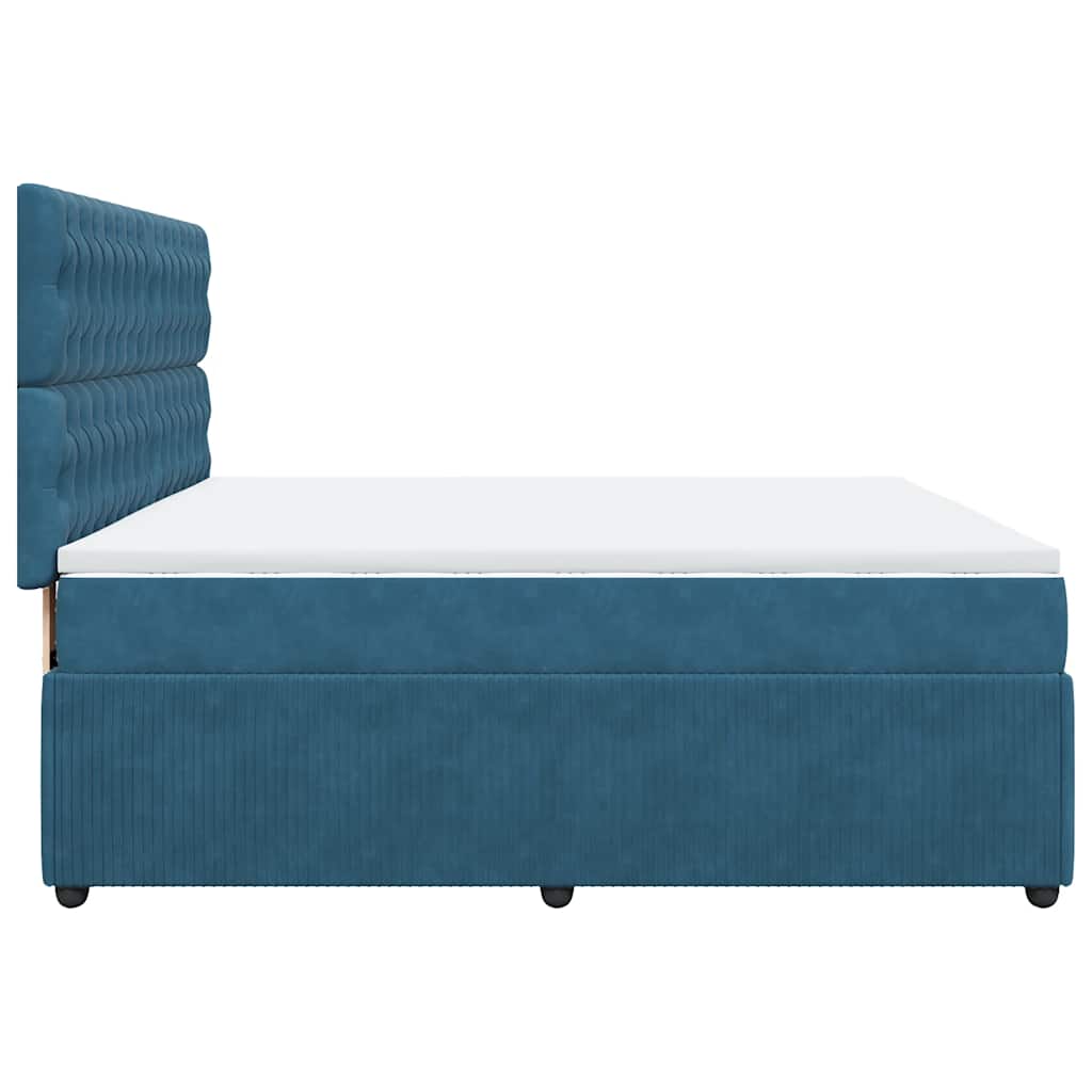 Giroletto a Molle con Materasso Blu Scuro 180x200 cm in Velluto