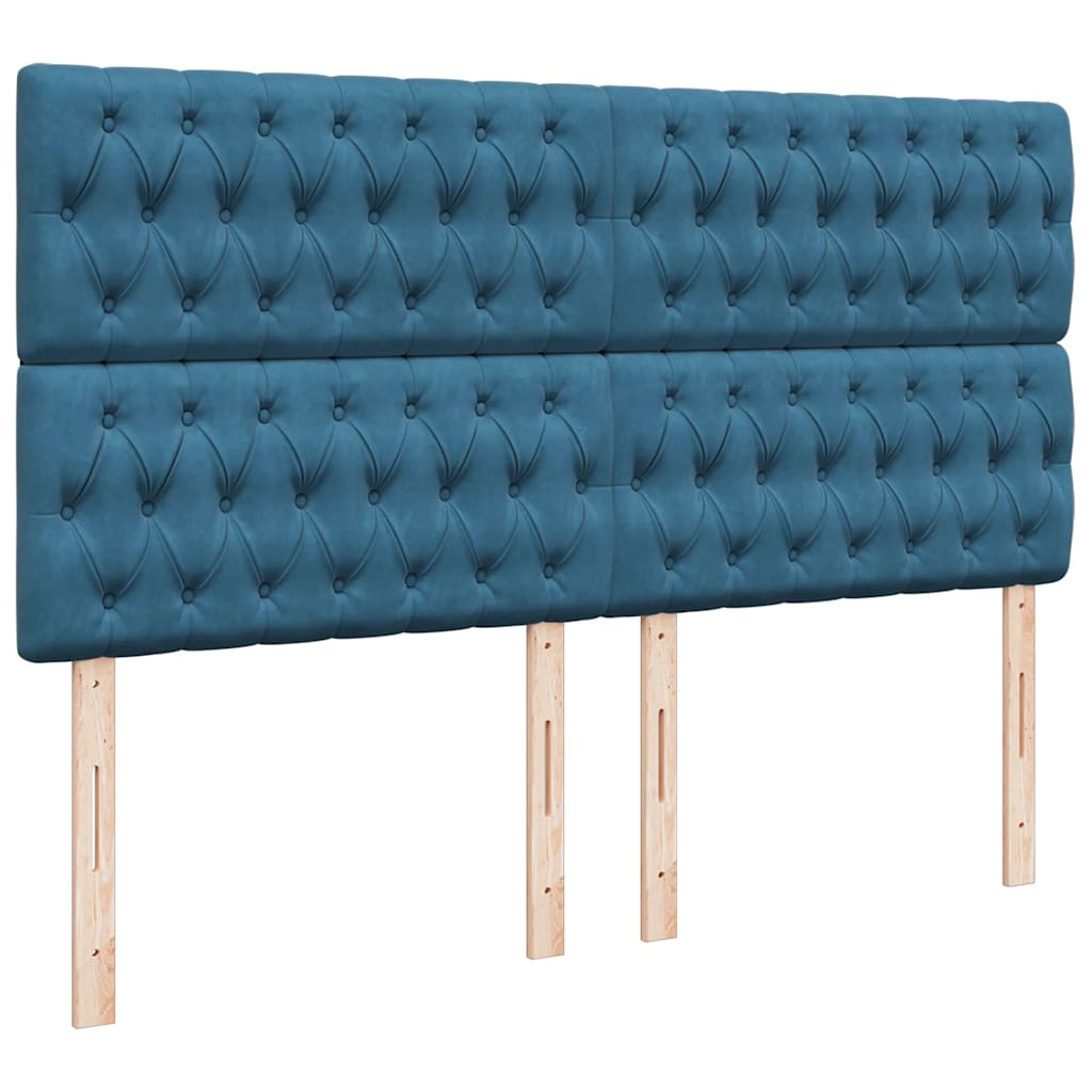 Giroletto a Molle con Materasso Blu Scuro 180x200 cm in Velluto