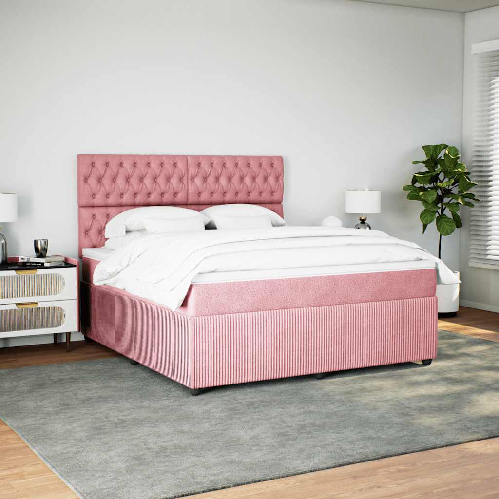 Giroletto a Molle con Materasso Rosa 180x200 cm in Velluto
