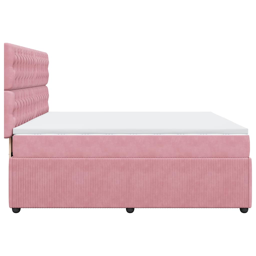 Giroletto a Molle con Materasso Rosa 180x200 cm in Velluto
