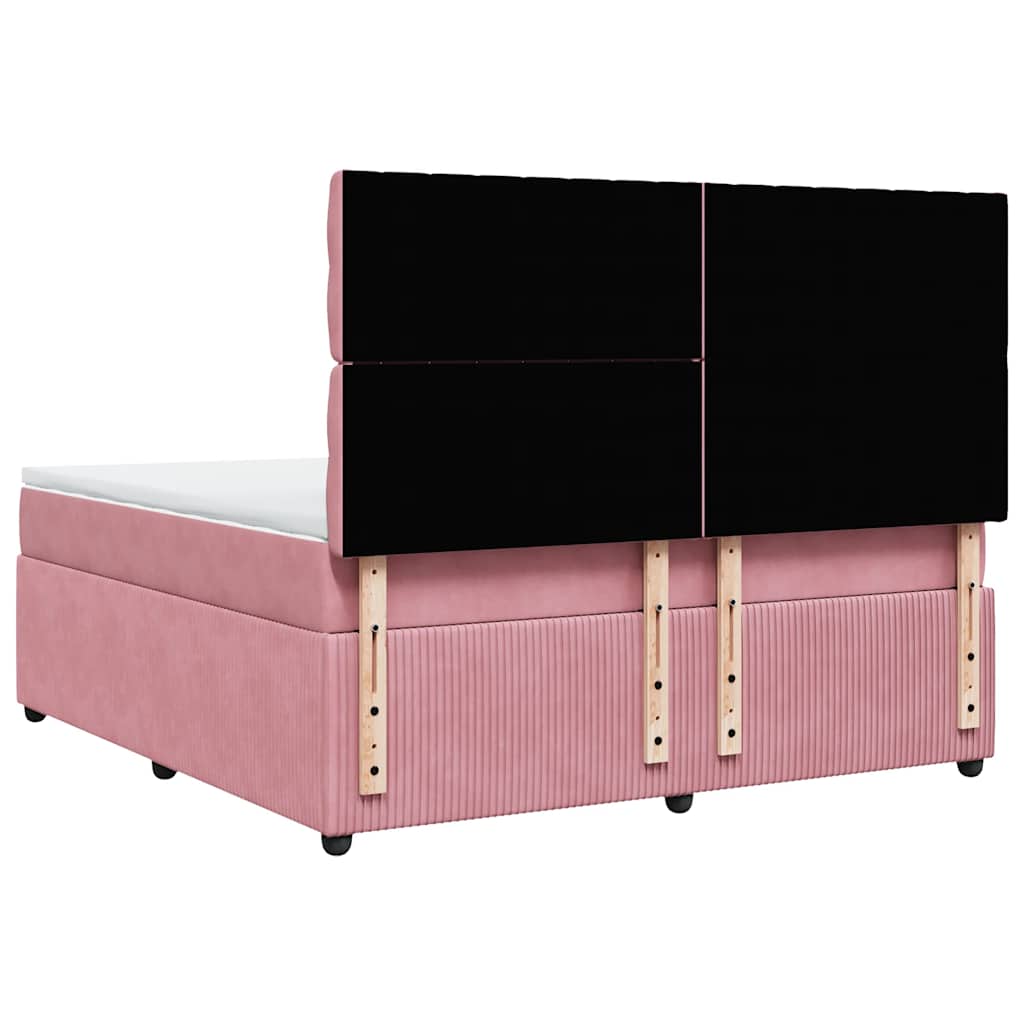 Giroletto a Molle con Materasso Rosa 180x200 cm in Velluto