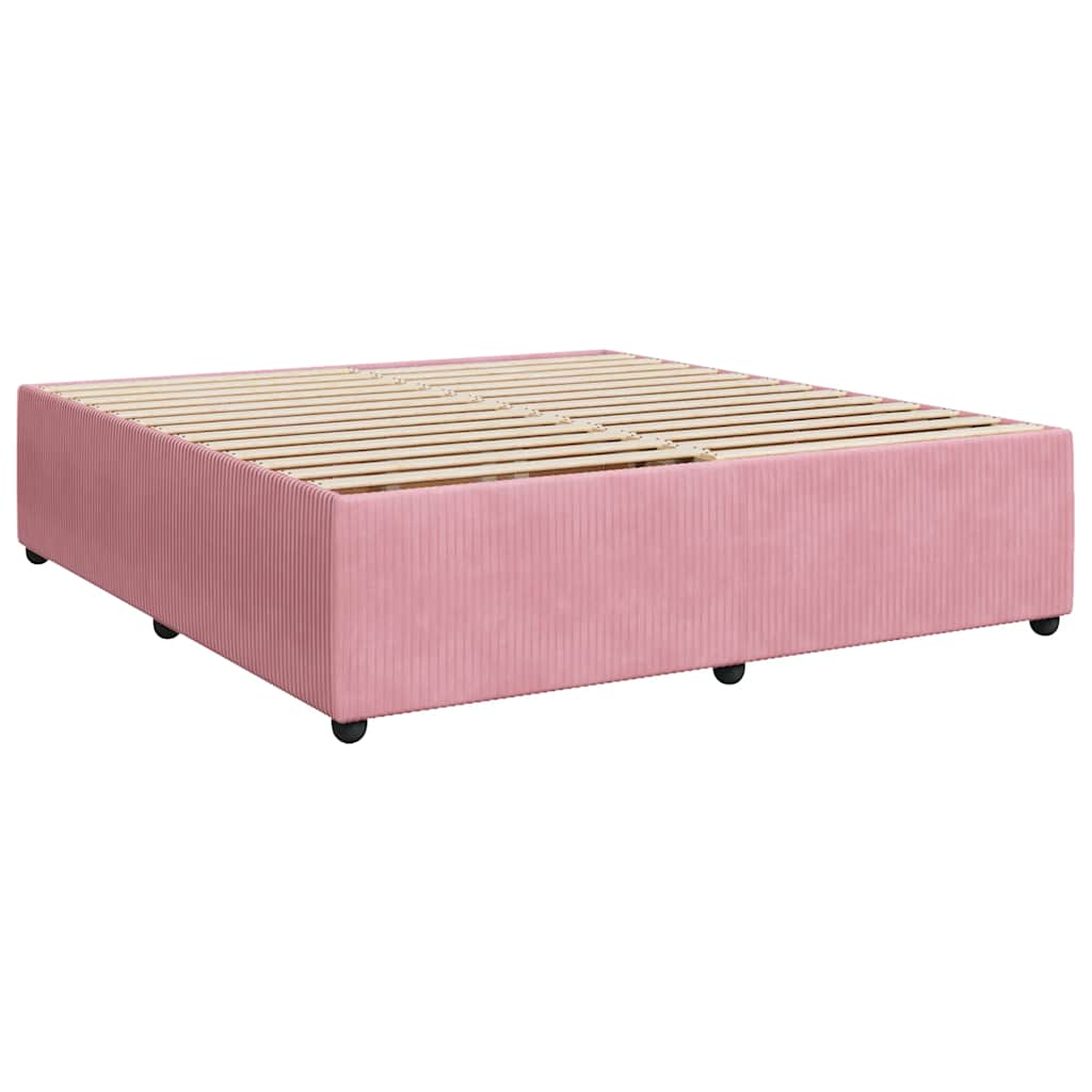 Giroletto a Molle con Materasso Rosa 180x200 cm in Velluto