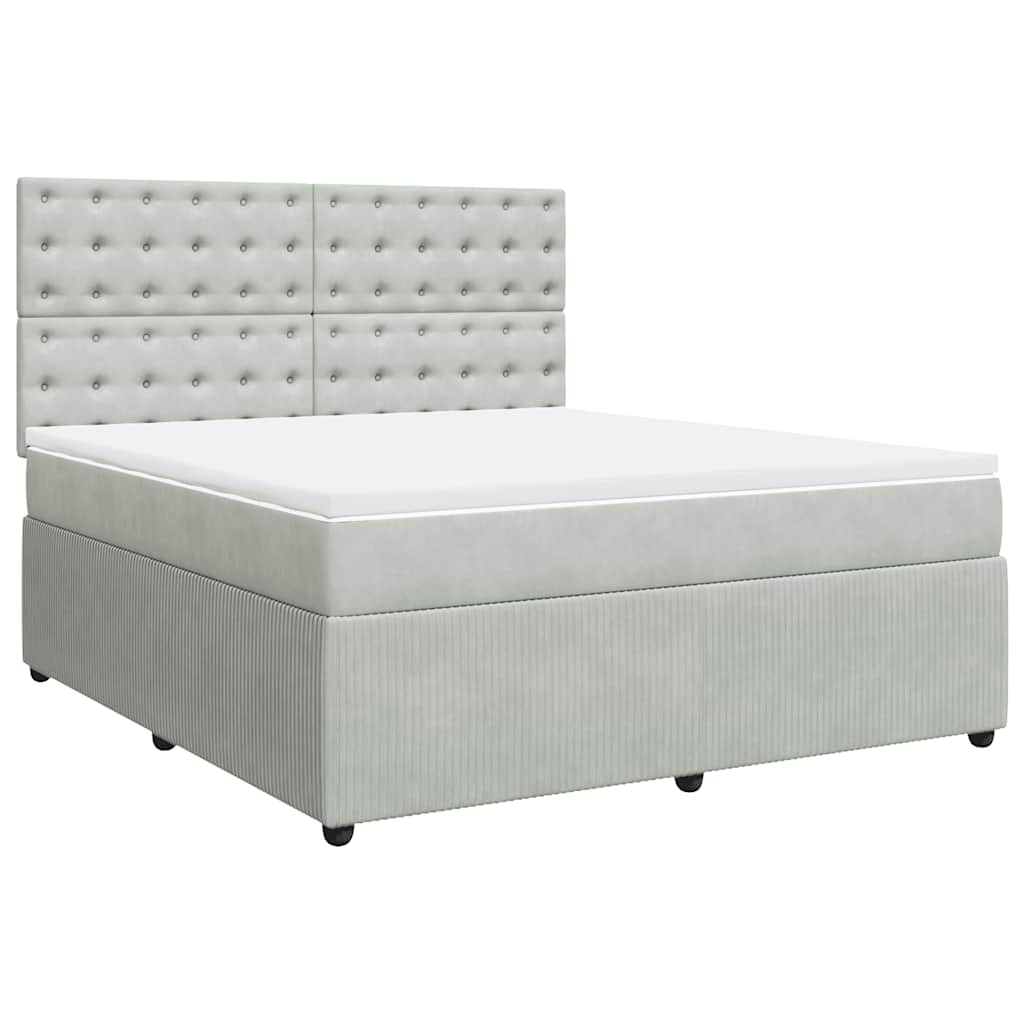 Giroletto a Molle con Materasso Grigio Chiaro 180x200cm Velluto