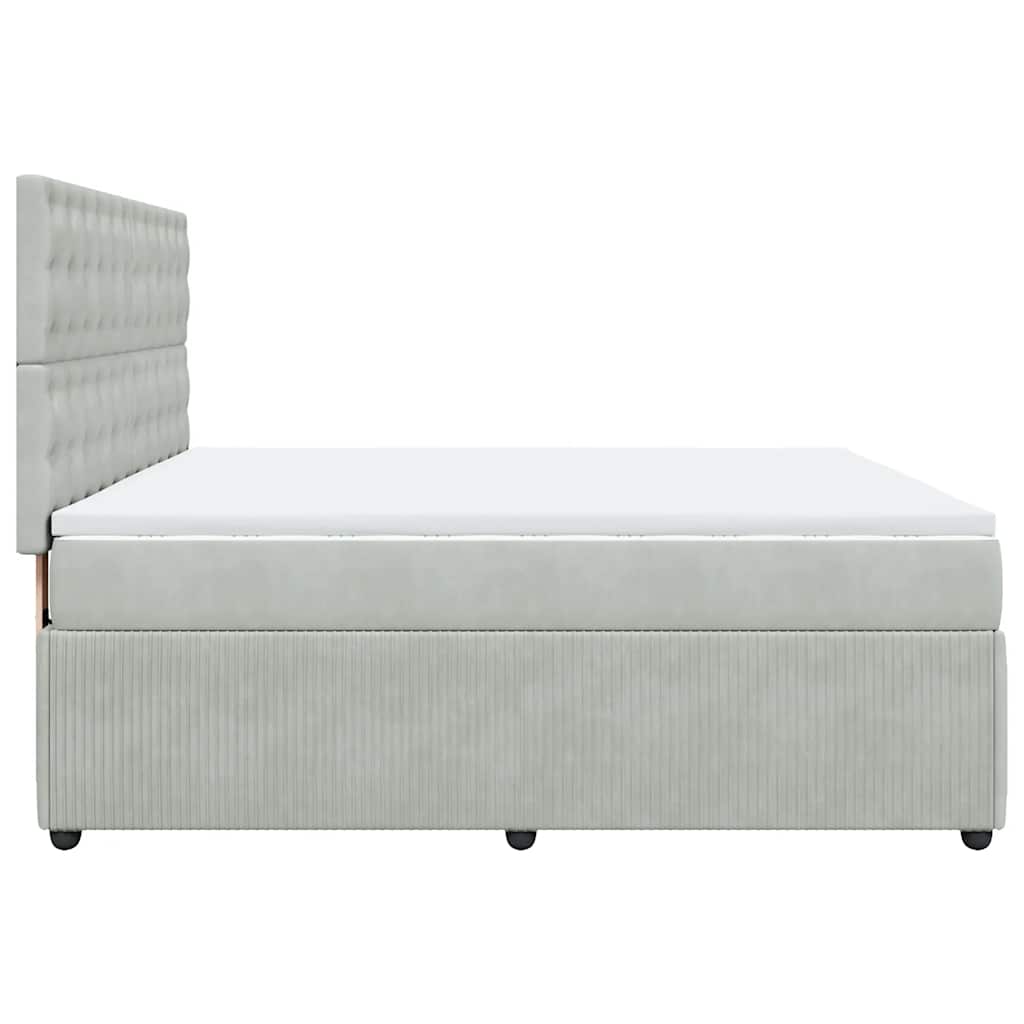 Giroletto a Molle con Materasso Grigio Chiaro 180x200cm Velluto