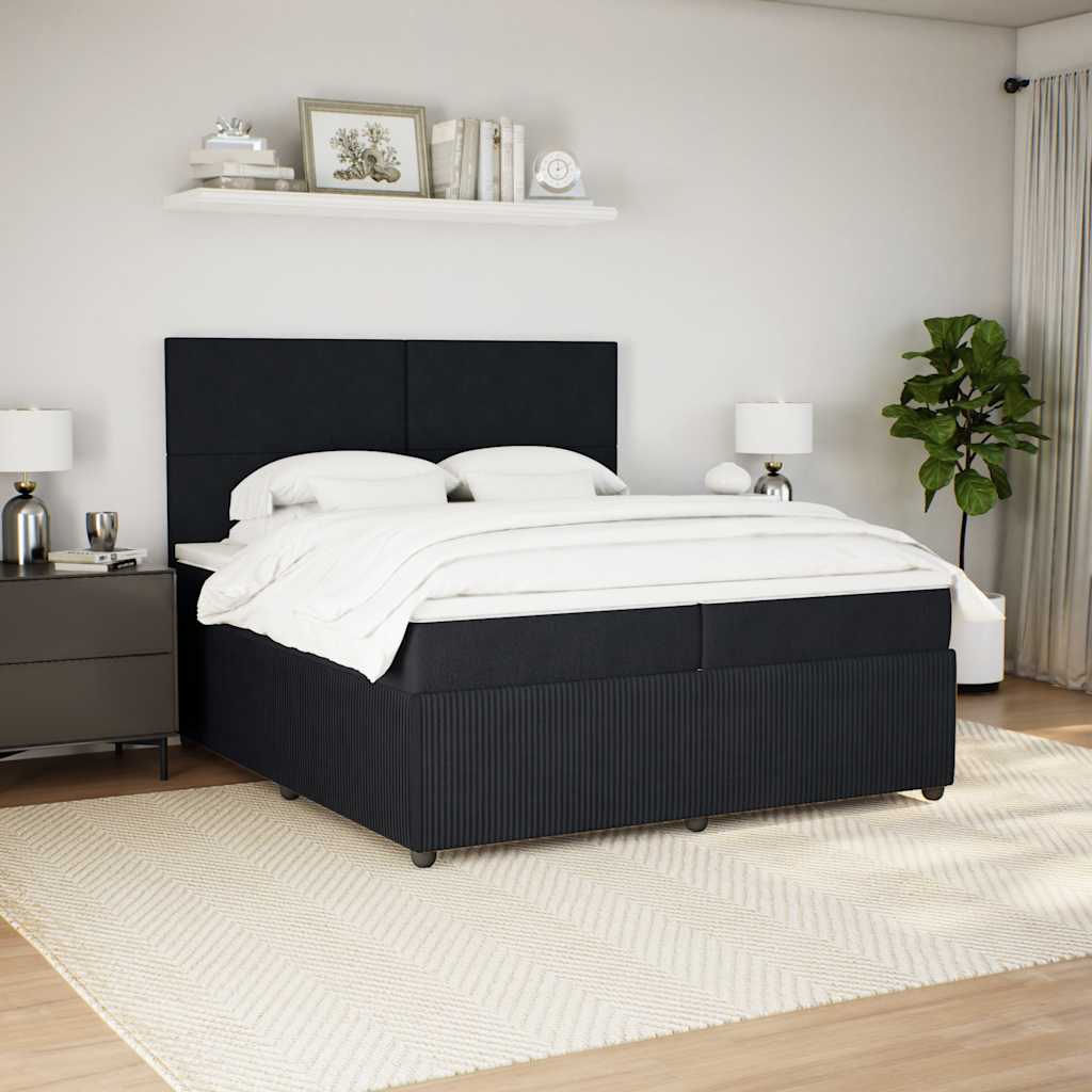 Giroletto a Molle con Materasso Nero 200x200 cm in Velluto