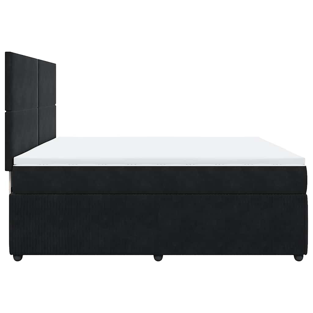 Giroletto a Molle con Materasso Nero 200x200 cm in Velluto