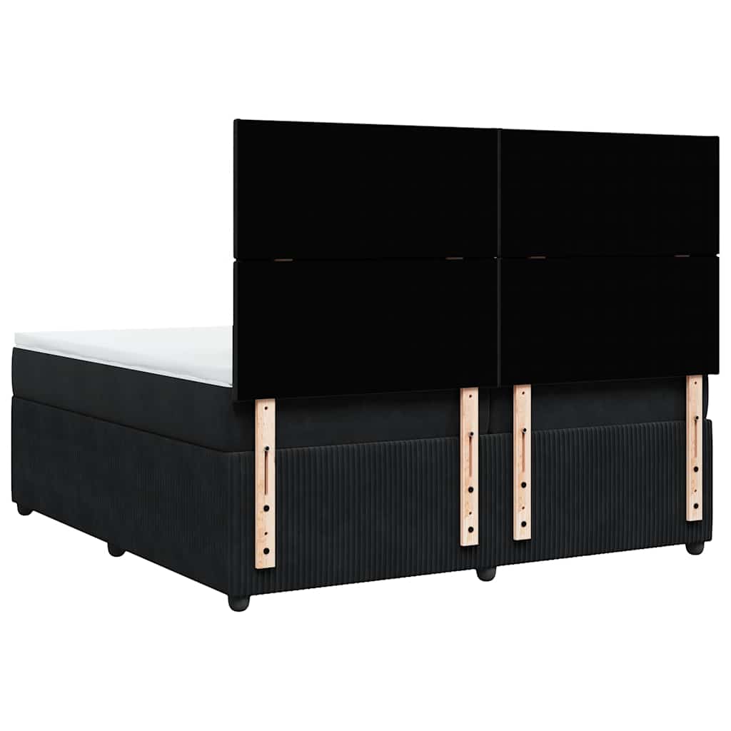 Giroletto a Molle con Materasso Nero 200x200 cm in Velluto